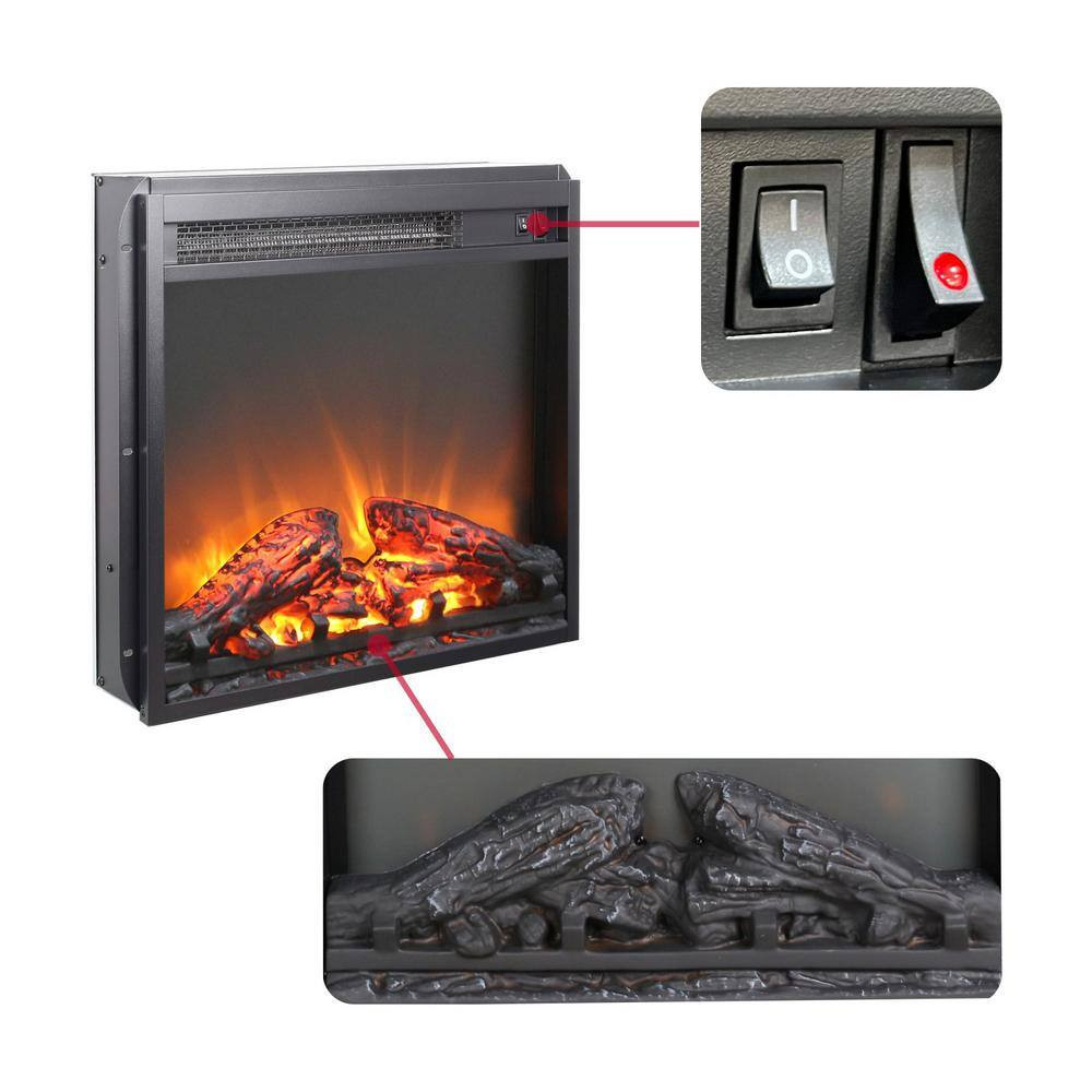 19 In. Direct Vent Electric Fireplace Insert with Remote Control and Overheating