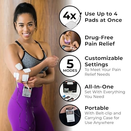 Digital TENS Unit Muscle Stimulator - Pain Relief for Back, Sciatica, Neck & Mor