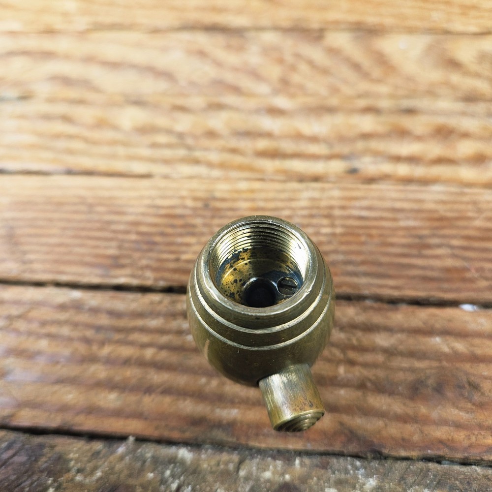 Vtg Oval Powder Horn Flask Push Button Valve Flintlock Muzzleloader