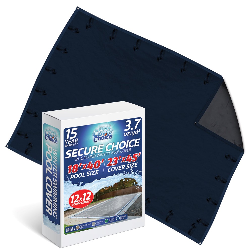 Pool Cover Choice 18'x40' Rectangle Inground Secure Choice Cobalt Blue