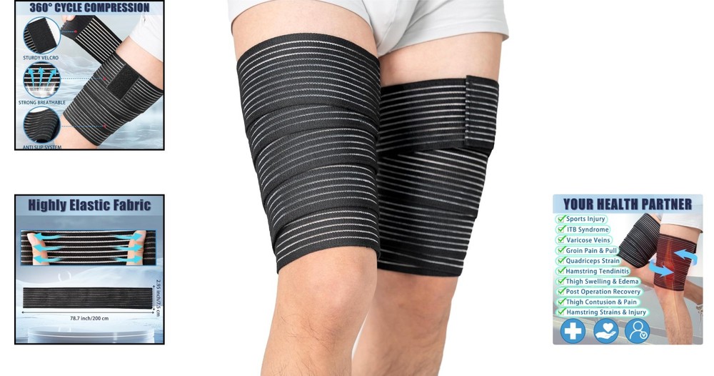 Adjustable 2 Pcs Thigh & Hamstring Compression Sleeves for Active Recovery