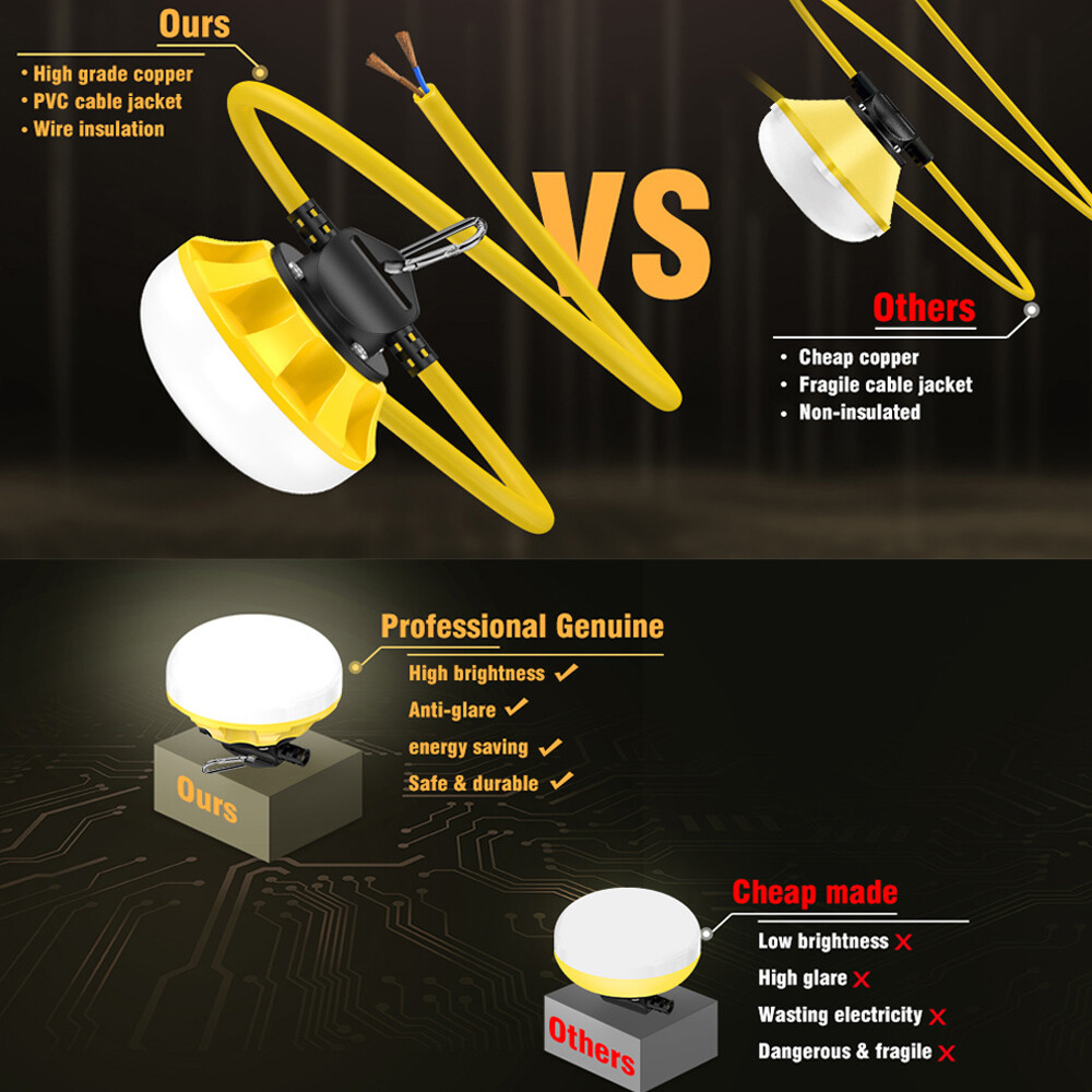 50FT Construction String Lights LED Industrial Grade Super Bright Work Light US