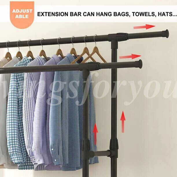 Heavy Duty Commercial Clothing Garment Rack Rolling Collapsible Chrome US