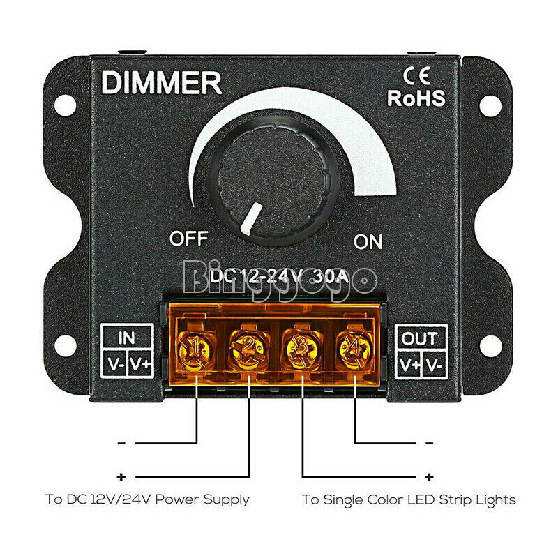 1PCS DC 12V / 24V 30A LED Switch Dimmer Controller for LED Strip