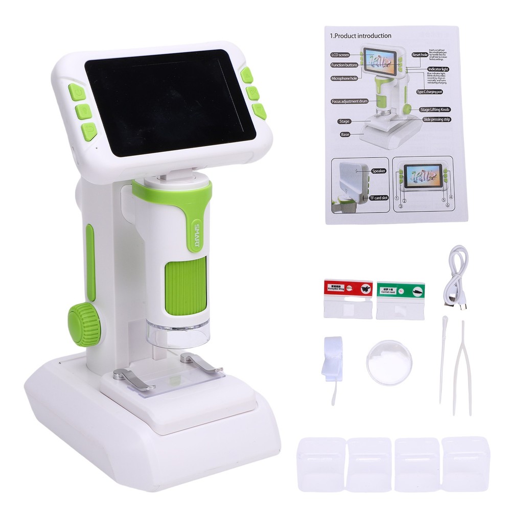 Kids Microscope 1600X Handheld Digital Microscope with 4 Inch 1080P Screen