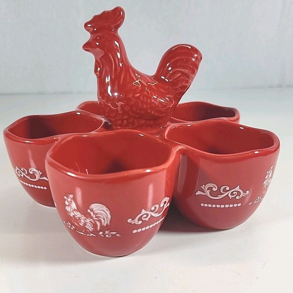Temptations By Tara Doodle Doo Ceramic Egg Holder Centertaining Serving Dish