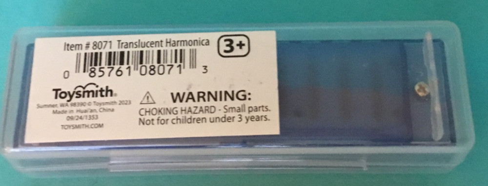 Toysmith Harmonica Translucent Blue in Clear Plastic Case