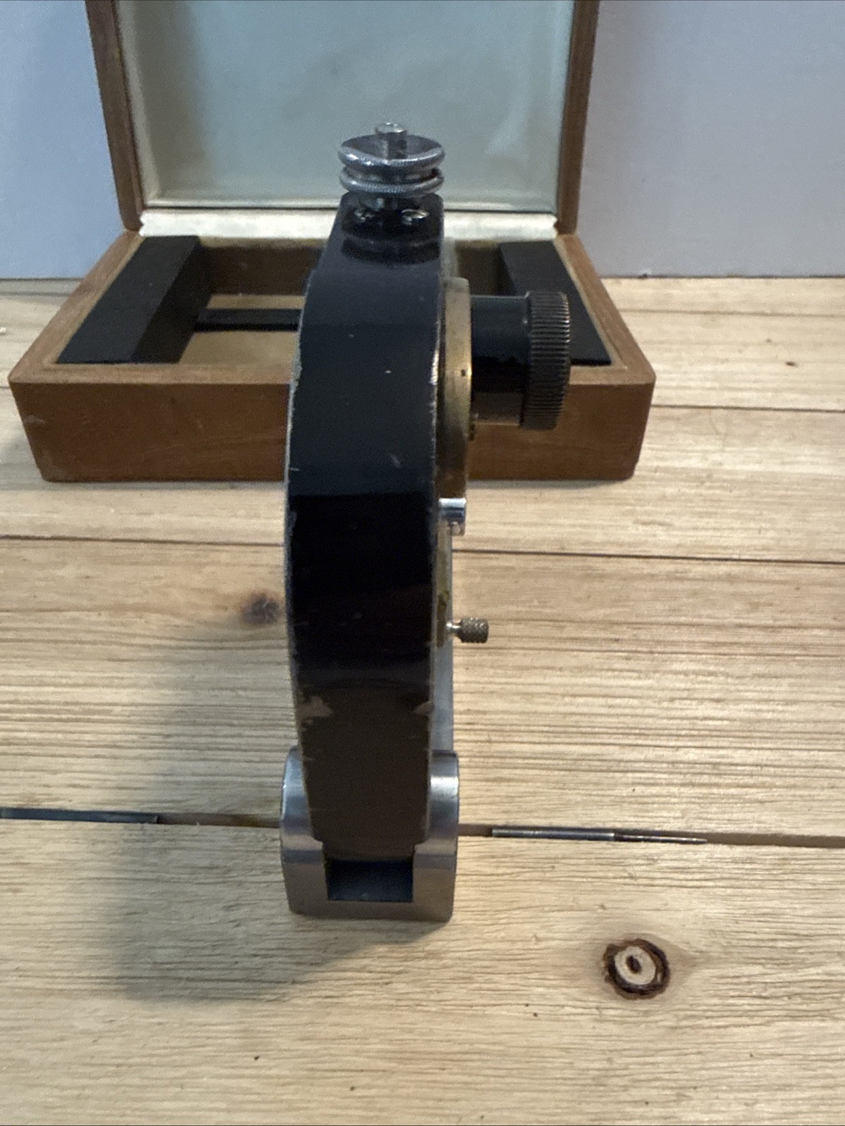 Vintage Bausch & Lomb Precision Machinist Spirit Level in Wood Case USA Rare