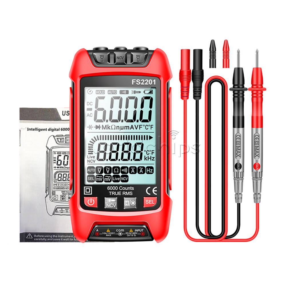 Auto Range Digital Multimeter 6000/9999 Counts AC-DC Volt AMP Resistance Tester