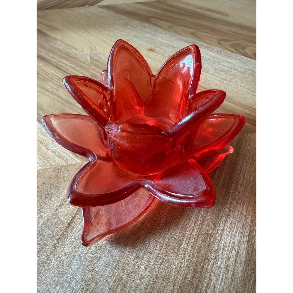 The Red Lotus Glass Tea Light Holder
