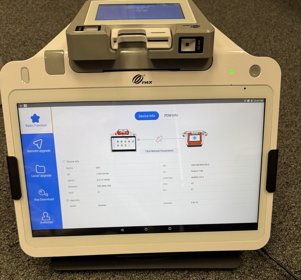 PAX E700 Android All in One 12.5" POS Payment Terminal - Preowned