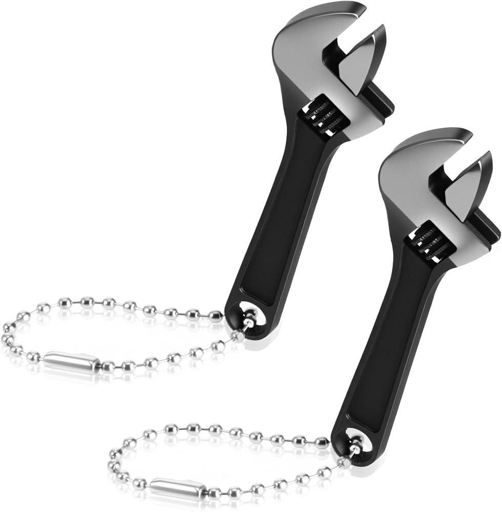 2 Pcs 2.5'' Mini Adjustable Wrench, Tiny Wrench Keychain Tool Locking Stainle...
