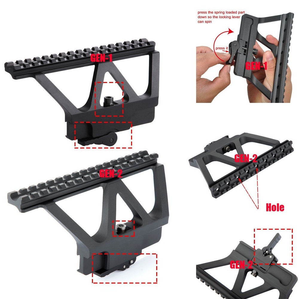 Hot Tactical Side Guide 20mm Rail Mount Elevated Diagonal Metal Sight Bracket