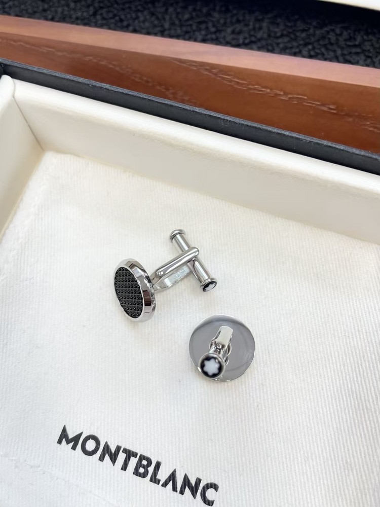 MONTBLANC Cufflinks stainless steel With Black Hexagonal Copper Pattern