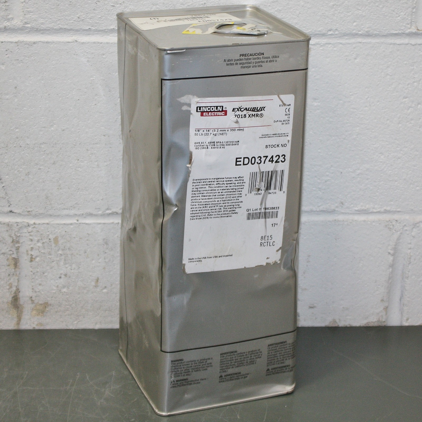 (50lbs) Lincoln Stick Electrodes Excalibur 7018 XMR, 1/8" x 14", Welding Rods