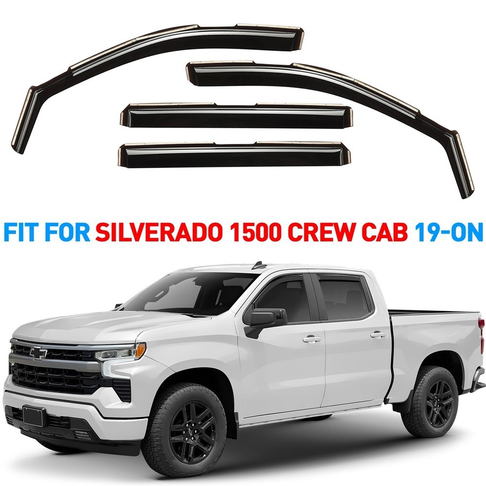 Rain Guards Vent Visors Shade for 2019-2024 Chevy Silverado Crew Cab