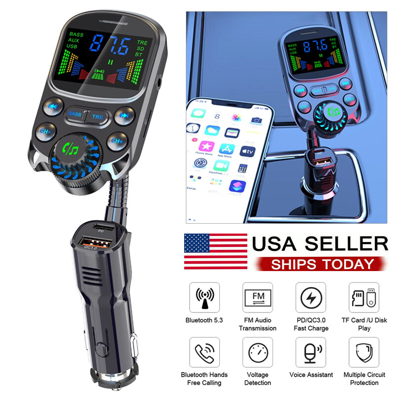 Car Bluetooth FM Transmitter Wireless MP3 Player PD USB Fast Car Charger Adapter