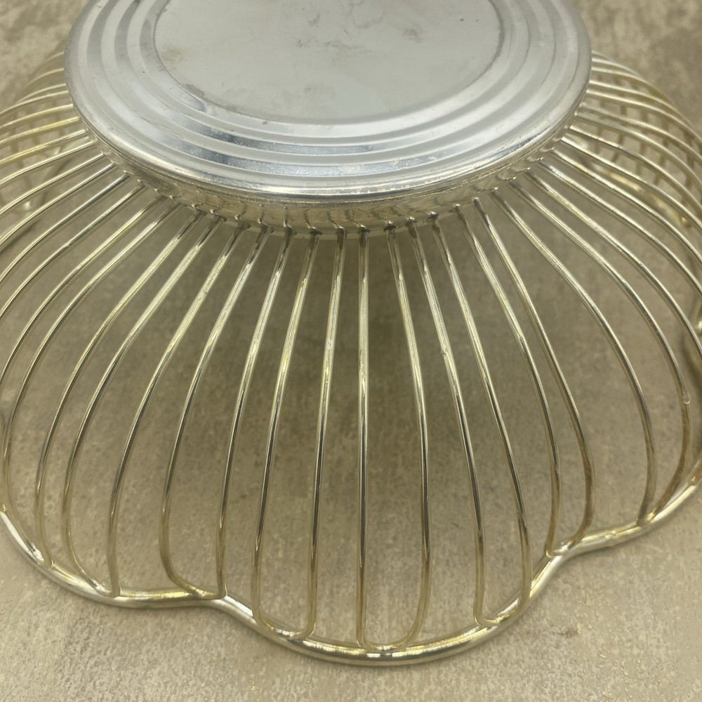 Silver Plate Round Fruit, Bread, Vegetable Bowl Basket, 9.5” Diameter