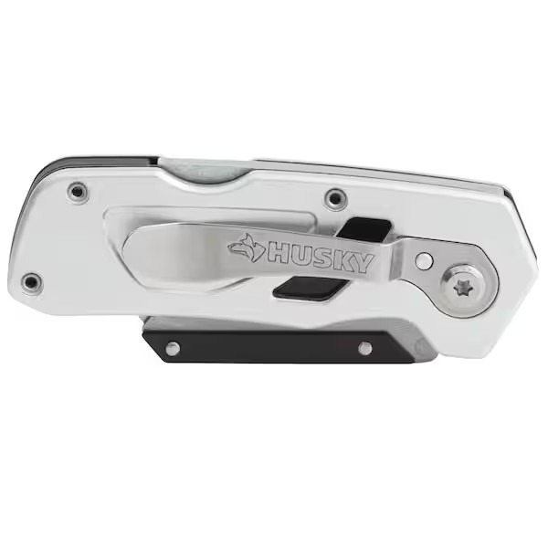 Husky Folding Lock-Back Utility Knife Compact Razor Box Cutter
