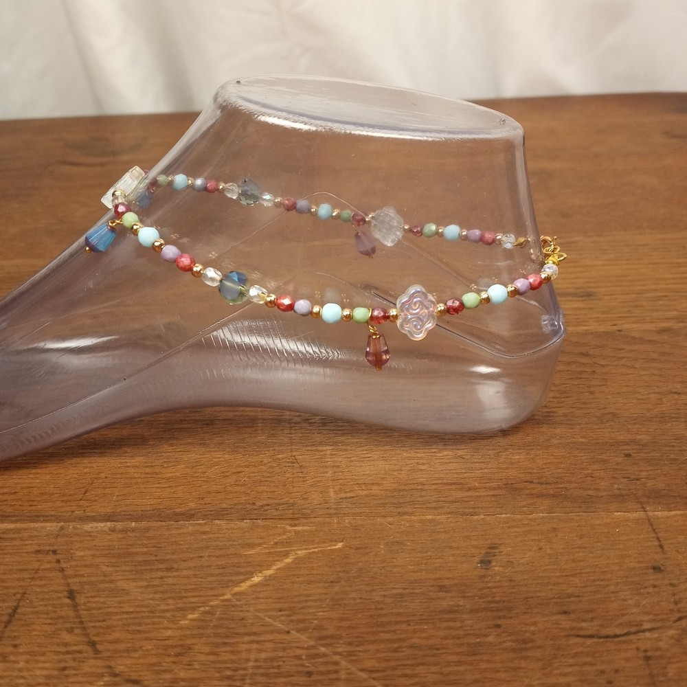 HANDMADE Soft Pastels Anklet & Bracelet Set