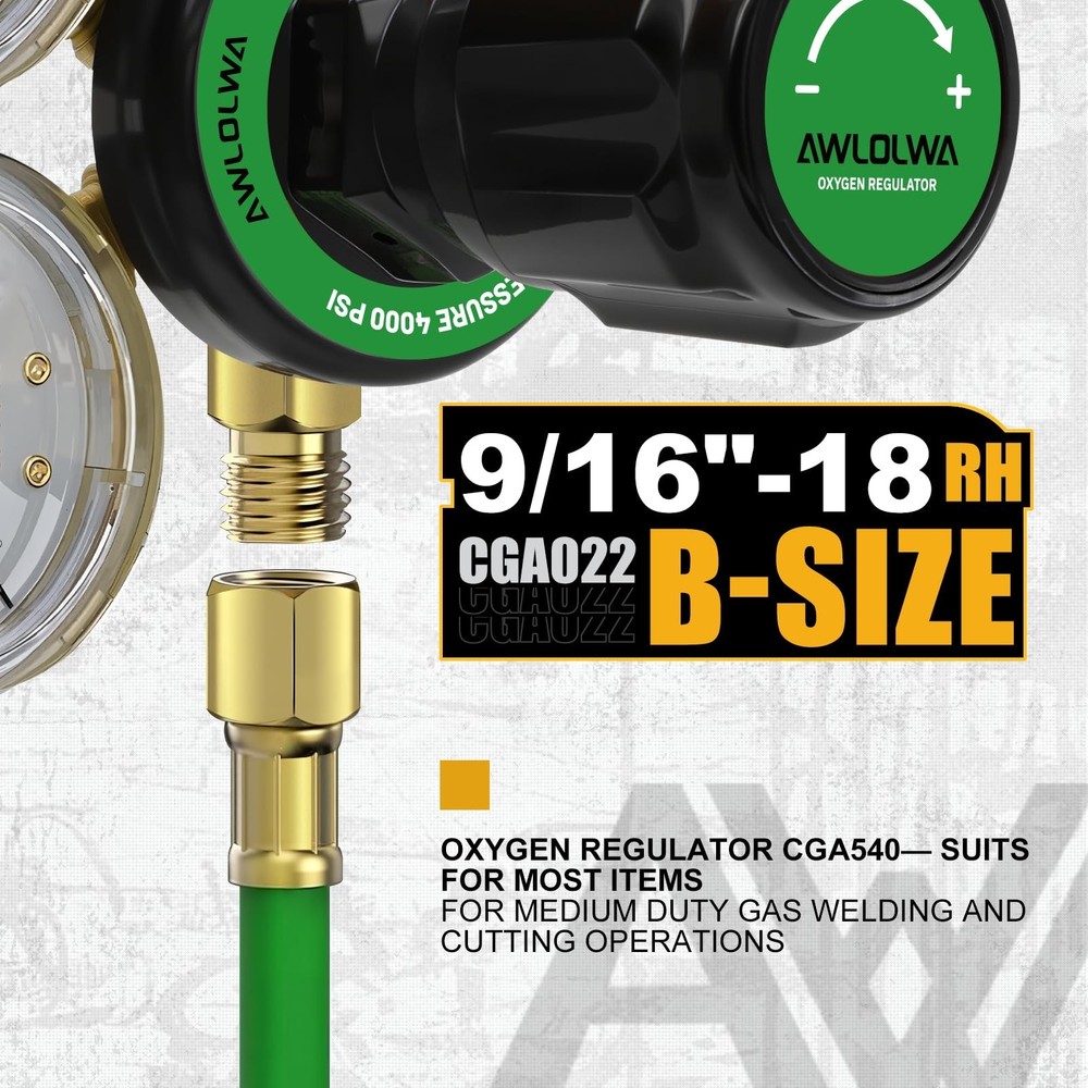 Oxygen & Acetylene Regulators - Compatible with Medium Duty Welding Gas Torch...