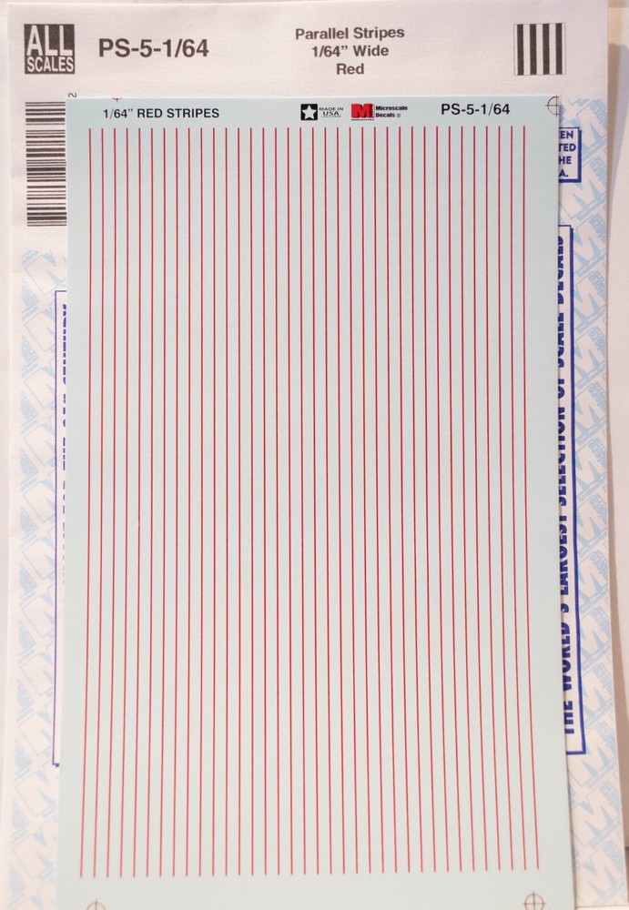 Microscale Decal N  #PS-5-1/64 Parallel Stripes -- Red - 1/64" Wide