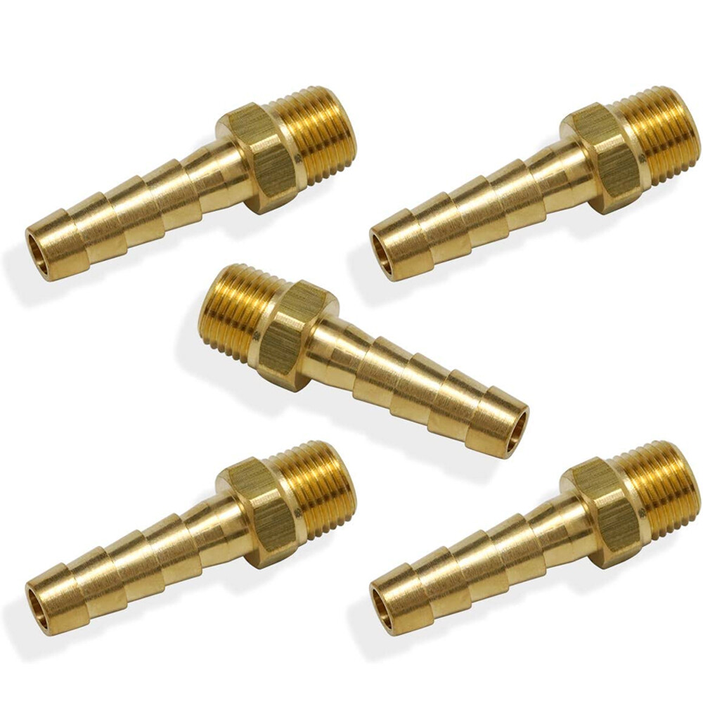 5pcs Hose Barb Fittings 1/4" Barb To 1/8" NPT Male Thread Air Hose Fitting