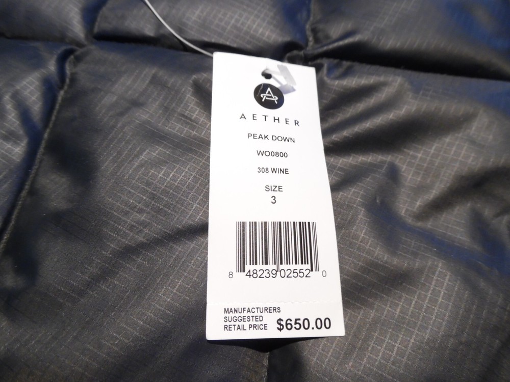 Aether Apparel Peak Down Ski Snowboard Jacket sz 3/L NWT