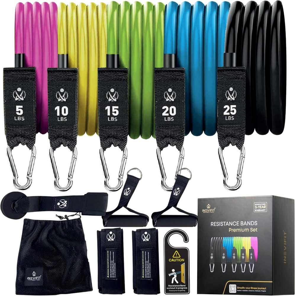 Resistance Band Set 150 LBS Stackable Workout Bands Strength Training Yoga