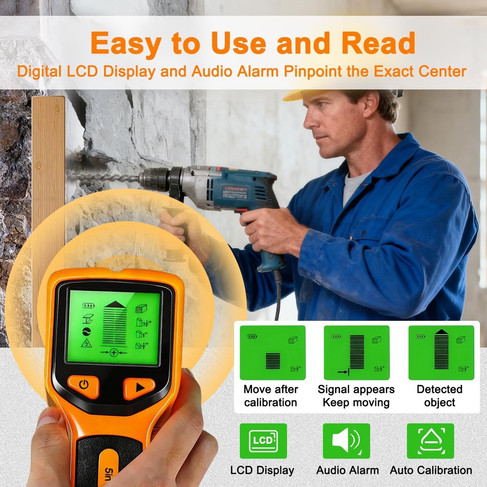 Stud Finder Wall Scanner- 5 in 1 Multifunctional Wall Detector Scanner with H...