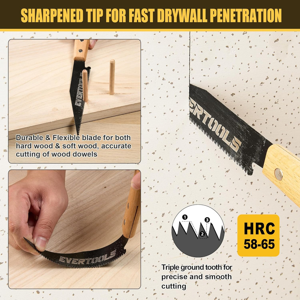 3-Piece Japanese Pull Saw Set Razor Sharp Woodworking Hand Saws Carpentry Tool