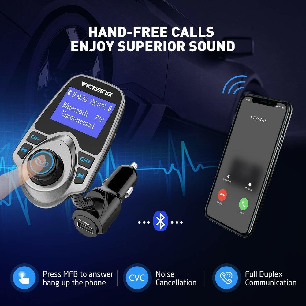 Coche Bluetooth Mp3 Inalambrico Autos kit para Adaptador de Radio Transmisor FM