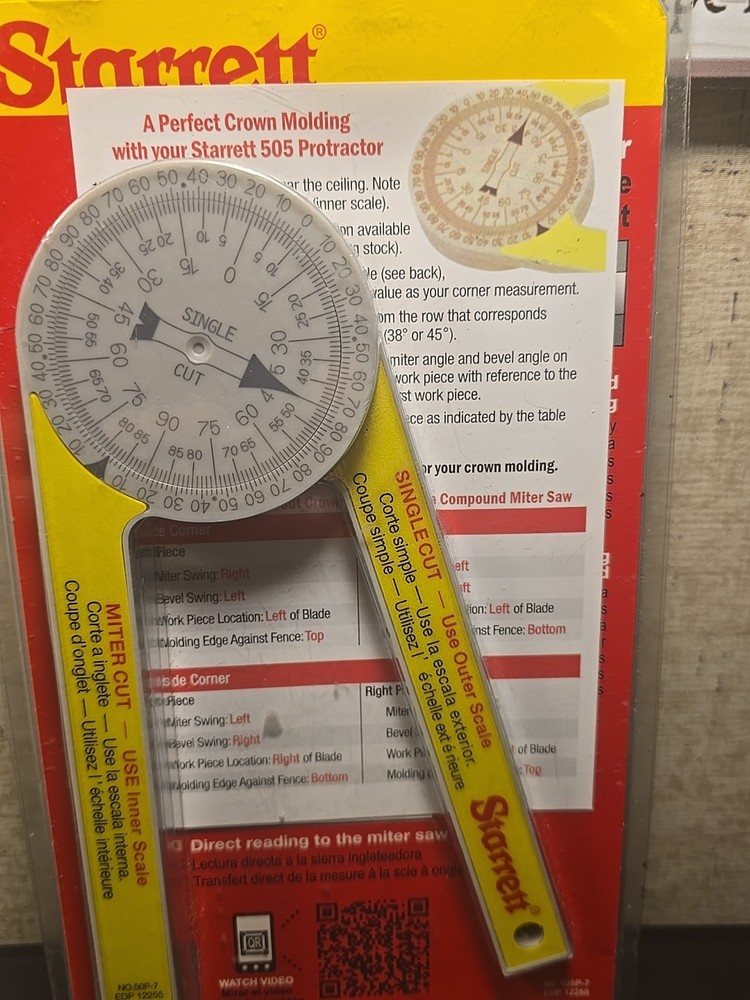 Starrett No 505P-7 Miter Saw Protractor New
