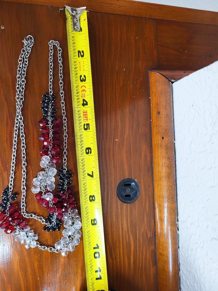 Vintage Red Black & White Convertible Beaded Statement Necklace