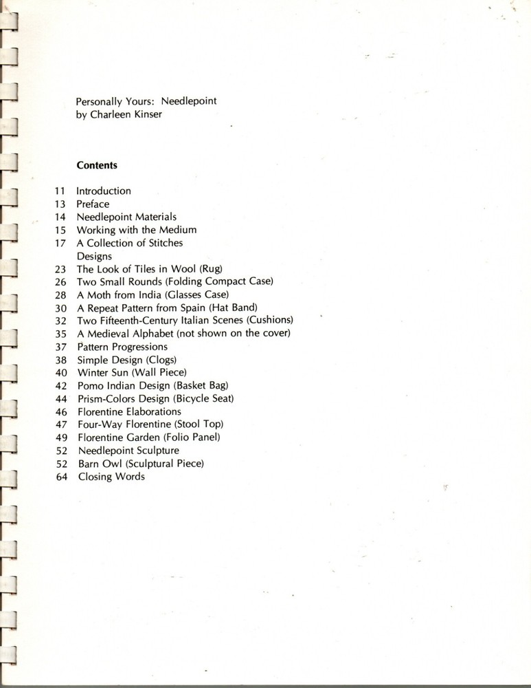 CHARLEEN KINSER Needlepoint Pattern Book Barn Owl