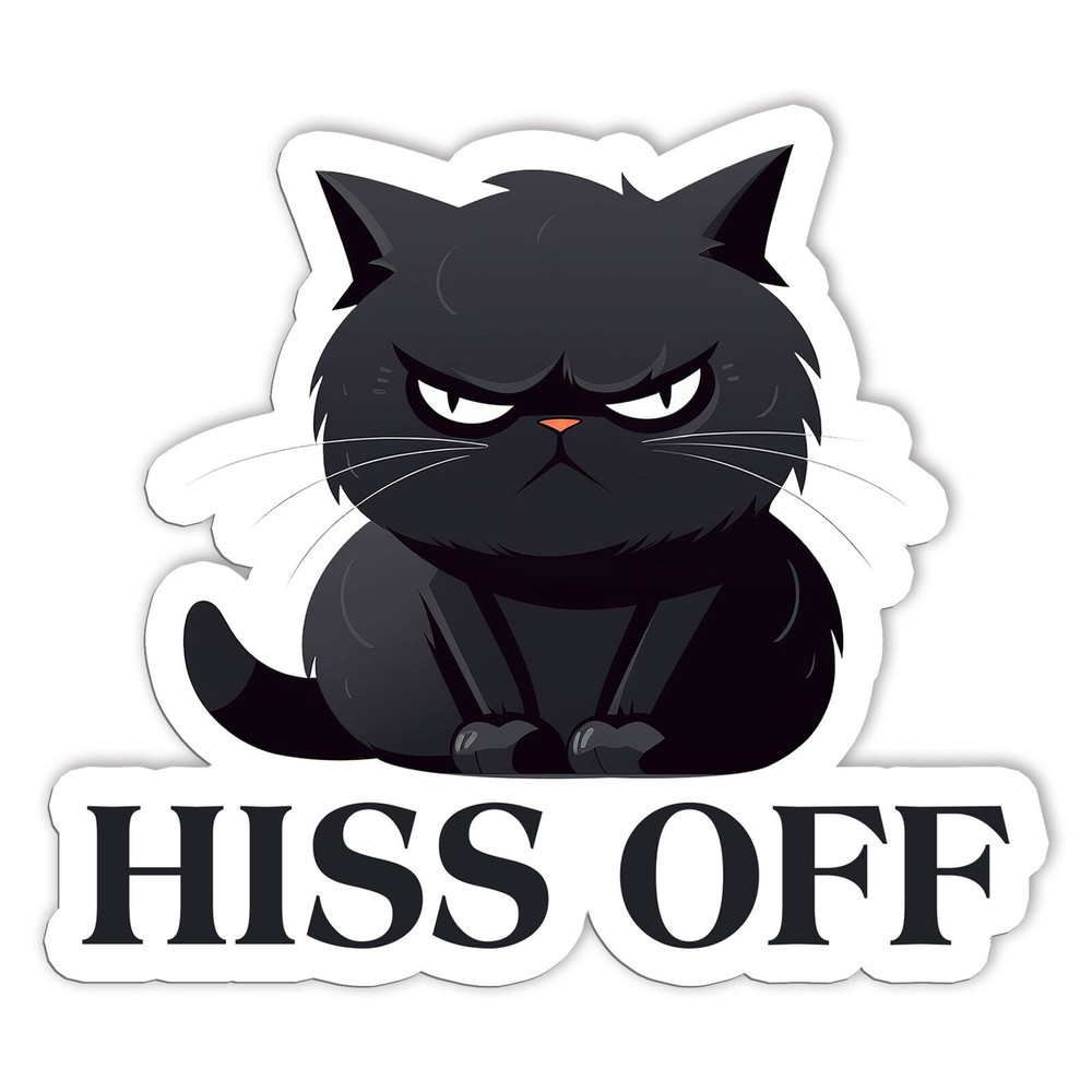 Black Cat Hiss Off Sticker Decal