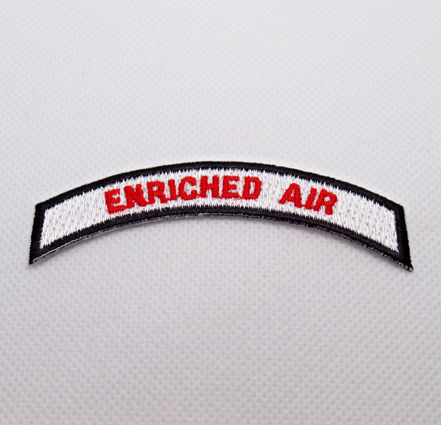 Enriched Air Patch Arch Red Letters White Black Border Iron On Scuba Dive
