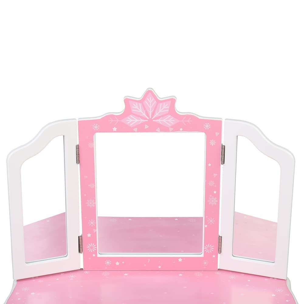 Vanity Table and Chair Set, Vanity Set with Mirror and Stool, Makeup Dressing...