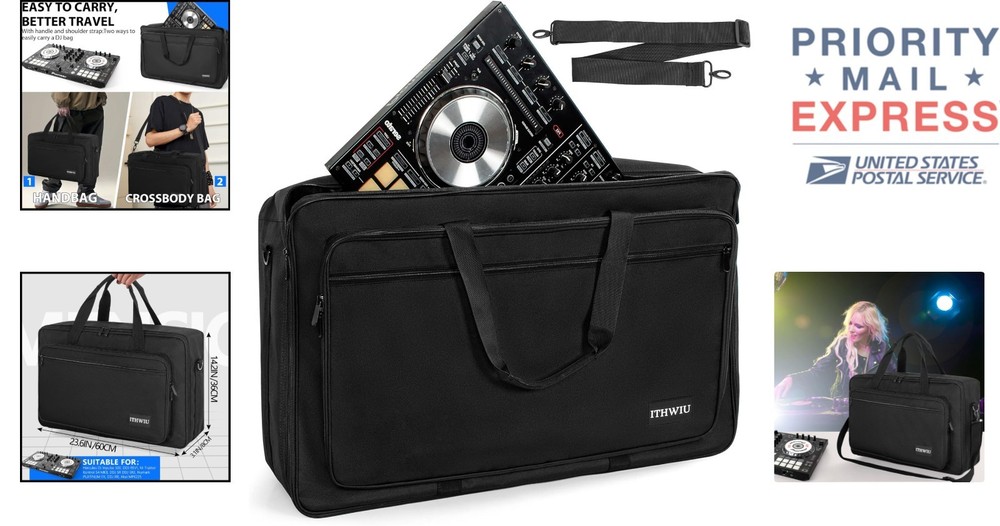 Adjustable DJ Controller Bag with Padded Interior - Fits Hercules, DDJ & More