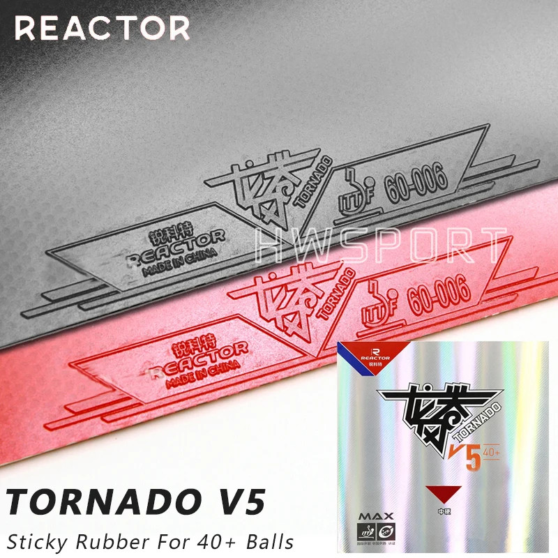 REACTOR Tornado V5 Table Tennis Rubber Max Sponge Sticky Attack Loop Red Black