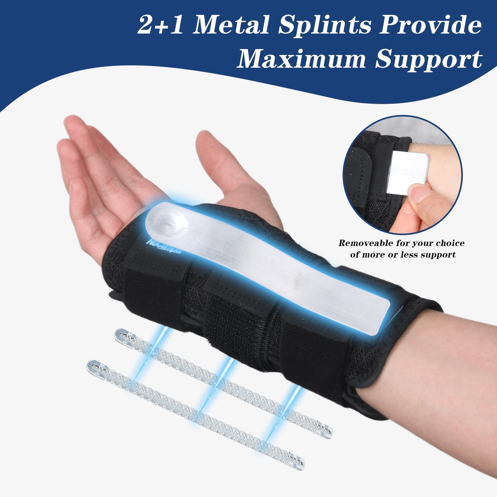 NuCamper Carpal Tunnel Wrist Brace Night Support for Men & S/M, Black-Left