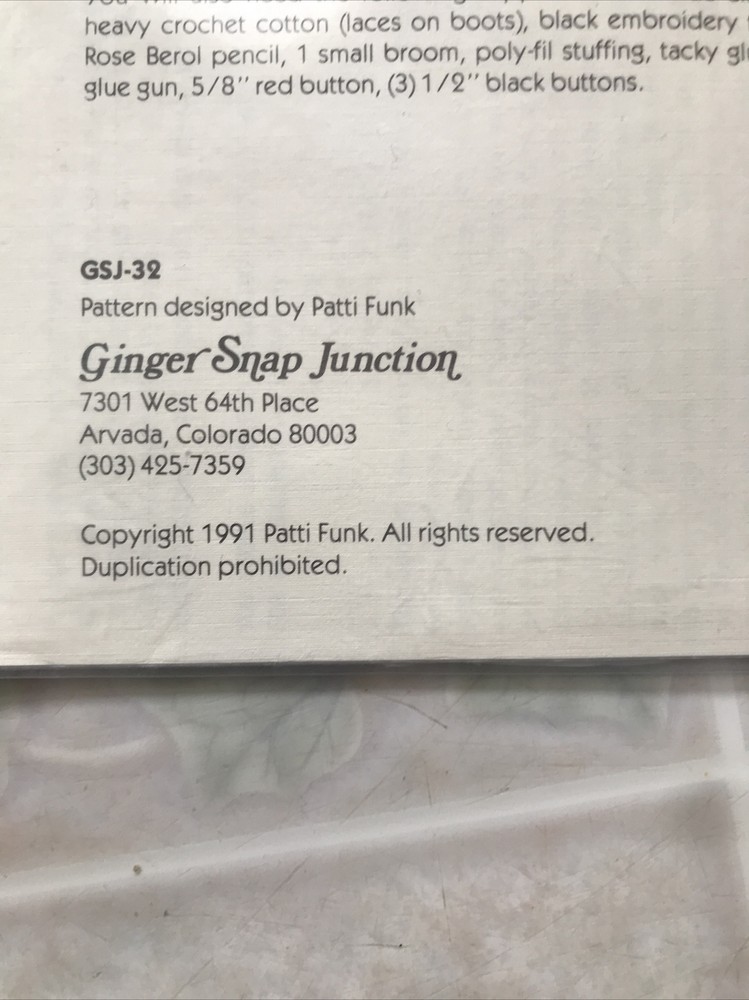 Ginger Snap Junction Blizzard Buddies Snowman Craft Sewing Pattern GSJ-32
