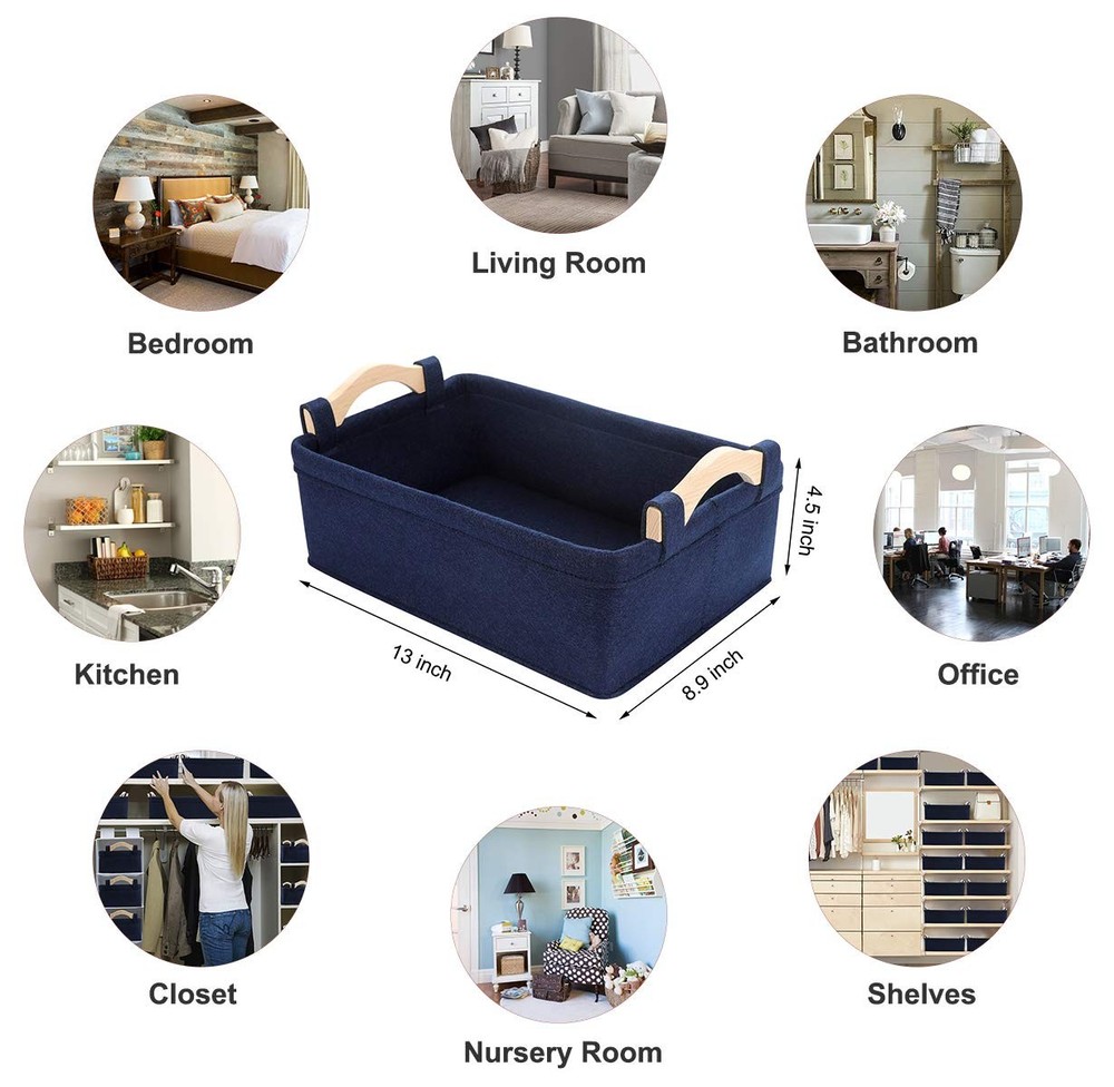 Rectangle Storage Baskets Navy Blue Storage Baskets Soft Decorative Nursery B...