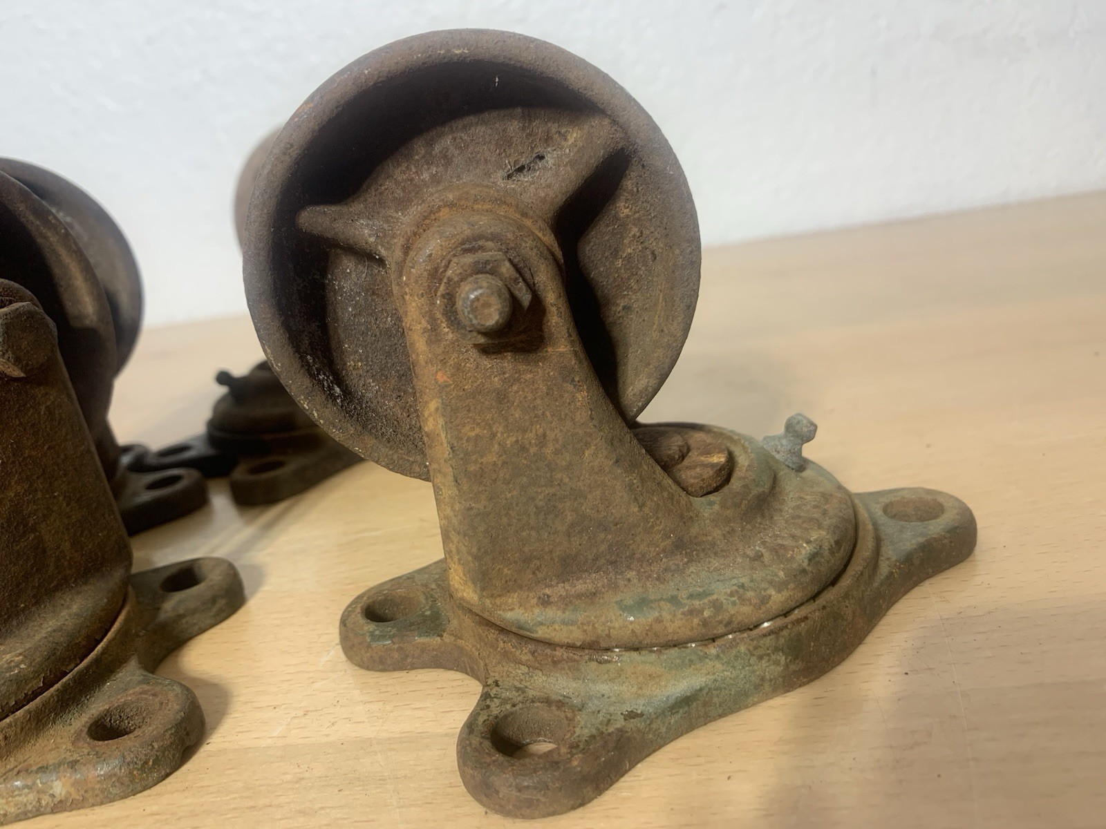 Antique Payson Cast Iron Swivel Casters Industrial Wheels with Grease Fittings