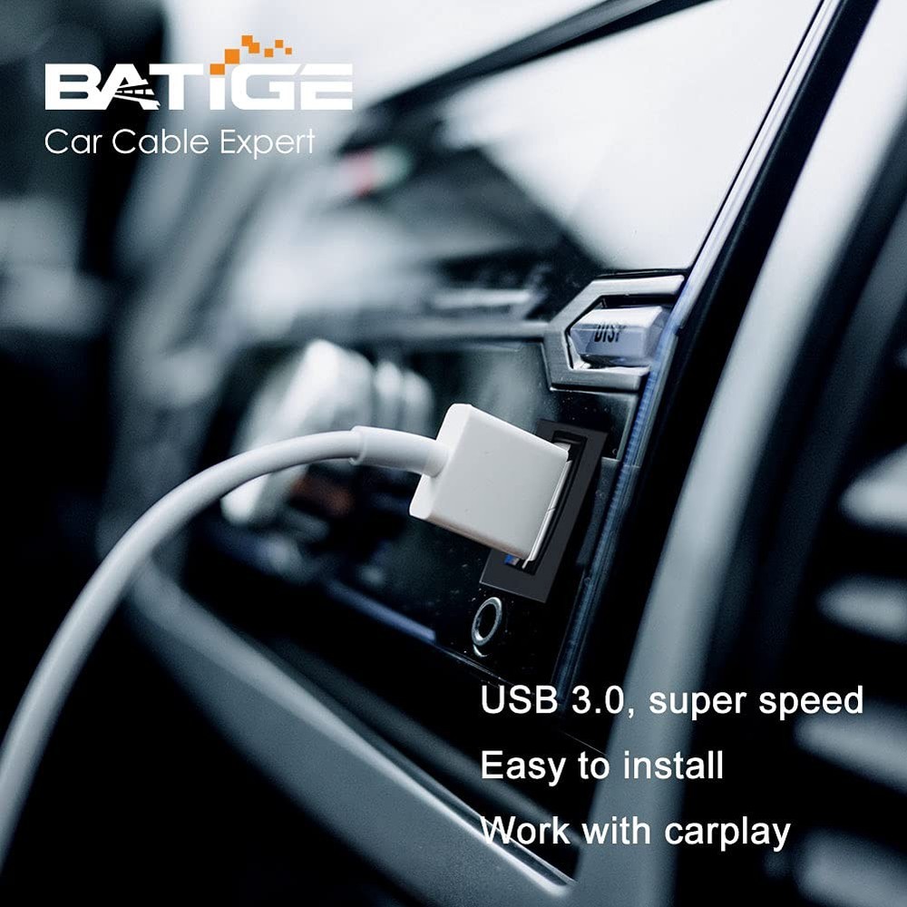BATIGE Square Single Port USB 3.0 Panel Flush Mount 3ft, Black, Blue