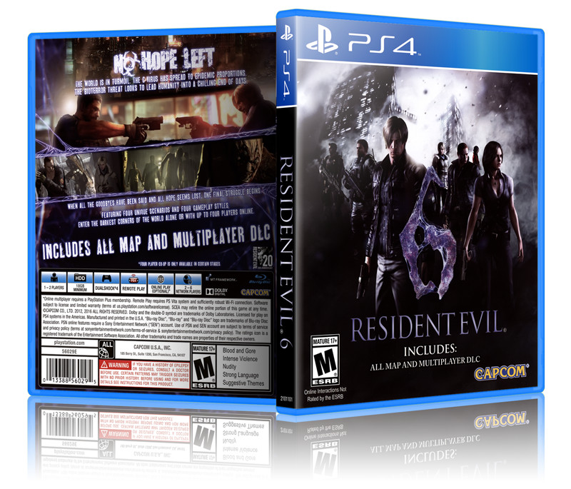 Resident Evil 6 - Replacement PS4 Cover and Case. NO GAME!!