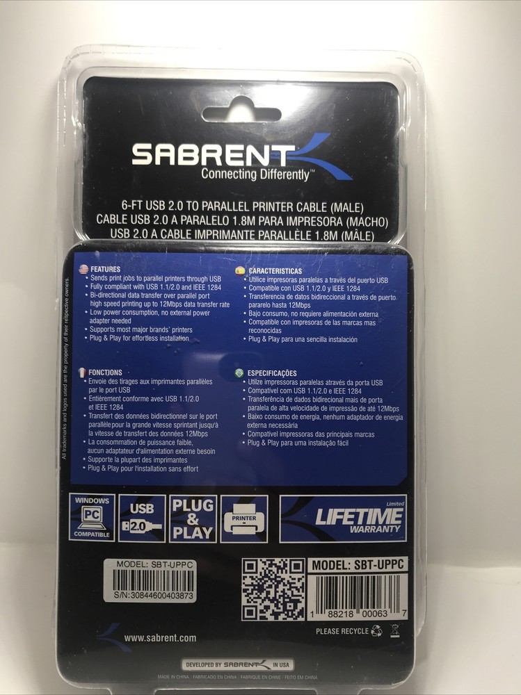 Micropac Technologies Sbt-uppc 6-foot Usb 2.0 To Parallel Printer Adapt