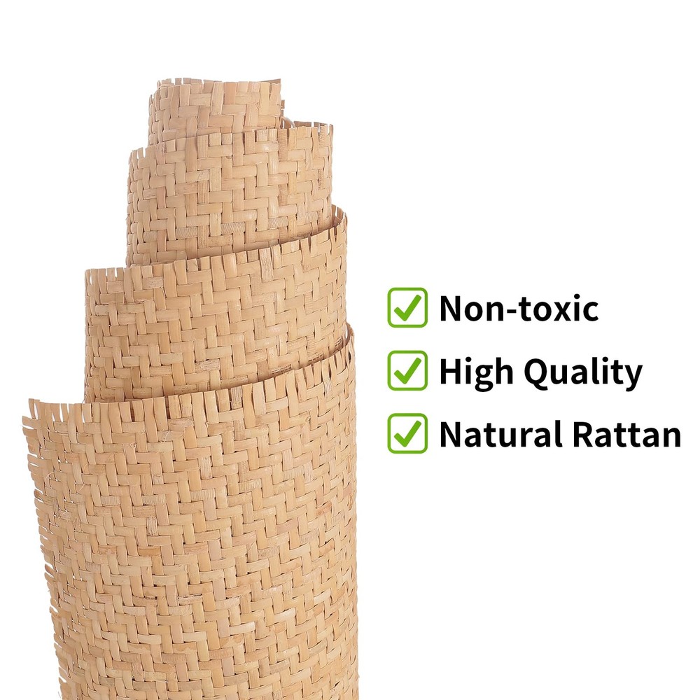 14"Width Natural Cane Webbing 3.3Ft, V Shape Rattan Webbing for Caning Projec...