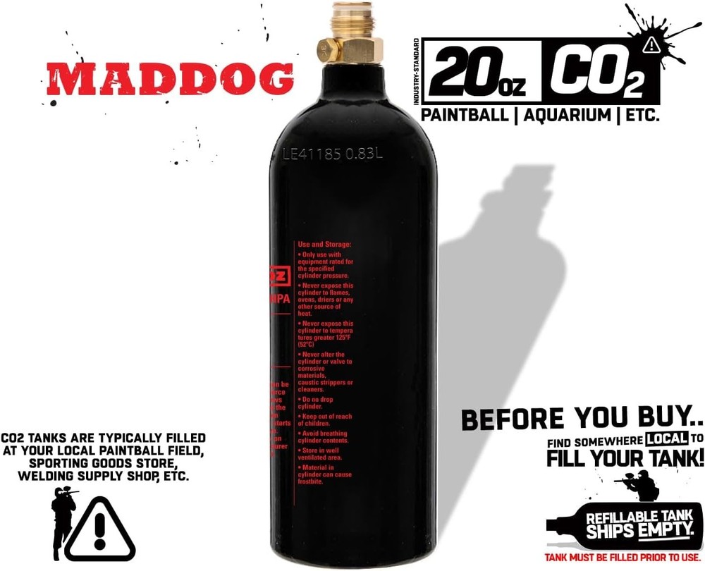 Refillable Aluminum CO2 Paintball Tank Empty Replacement Accessory