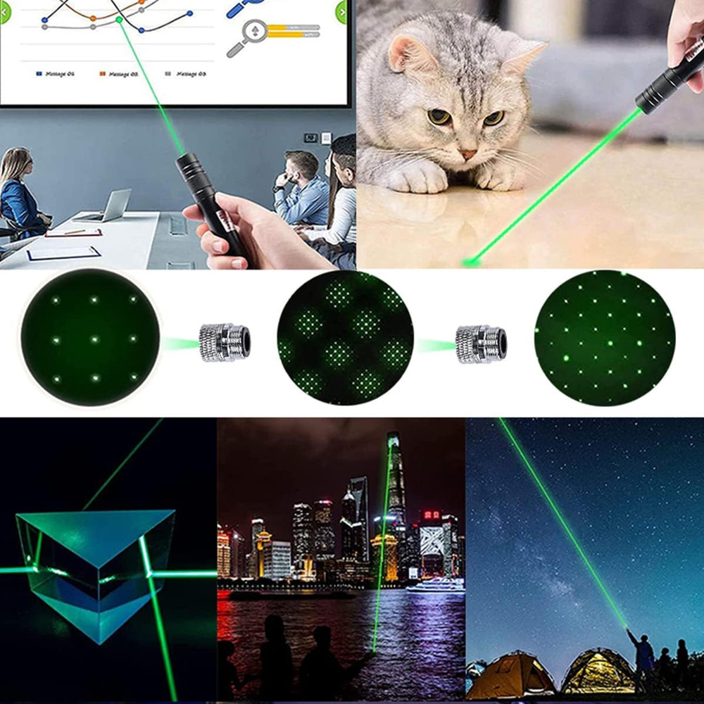 Green Laser Pointer Rechargeable USB Long Range High Power Hiking Present